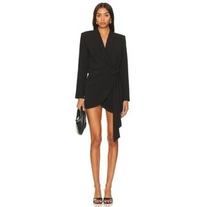 ASTR the Label Mini Dress‎ Graciela Front Wrap Tie Suit Black XS New $138